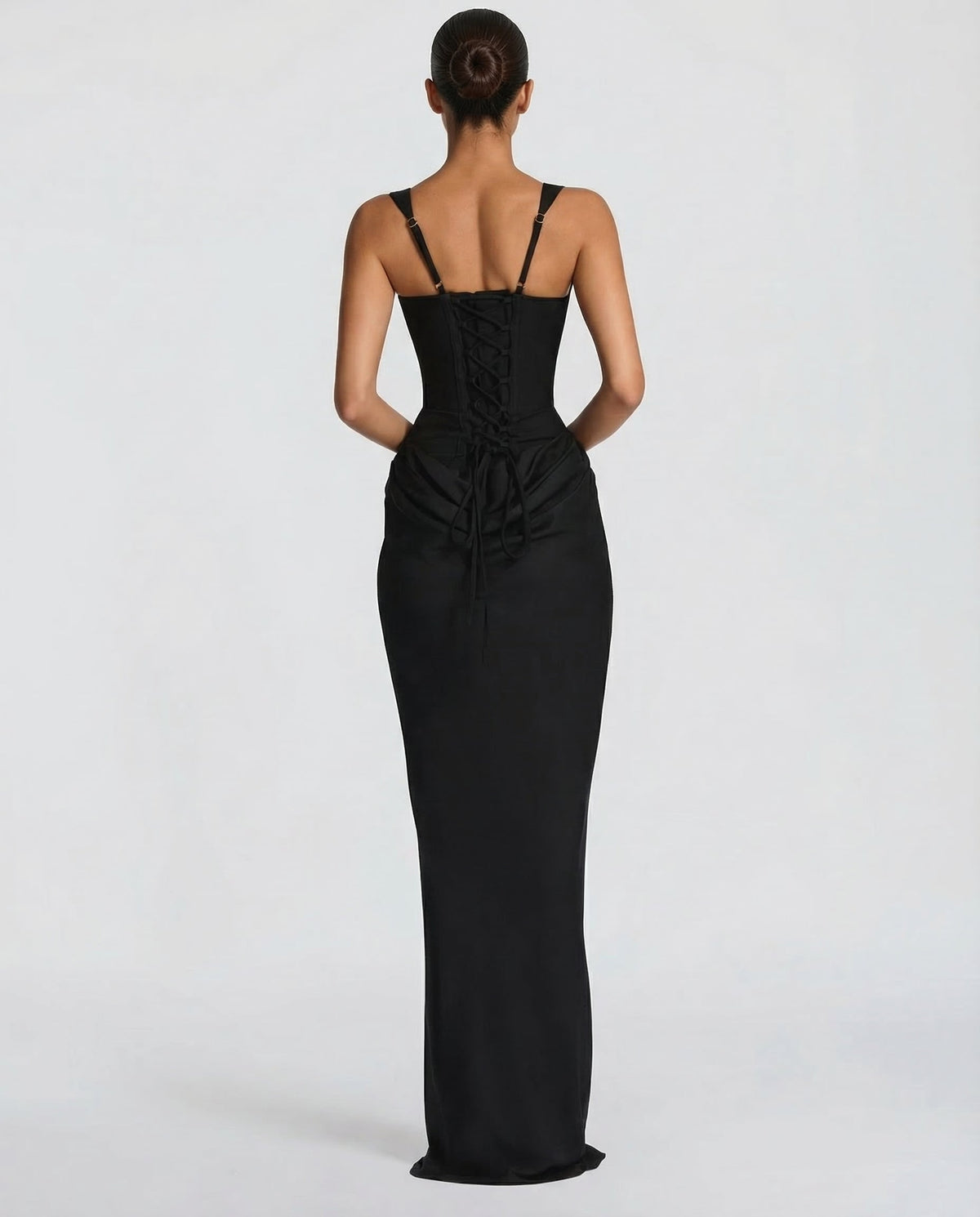 Helene Maxi Dress with Square Neckline and Draped Skirt