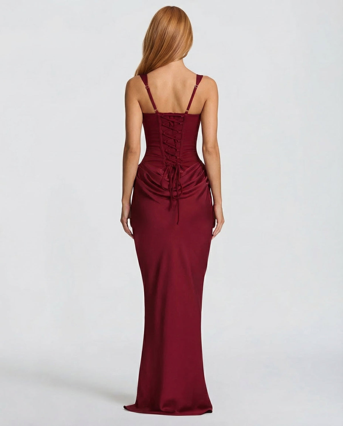 Helene Maxi Dress with Square Neckline and Draped Skirt