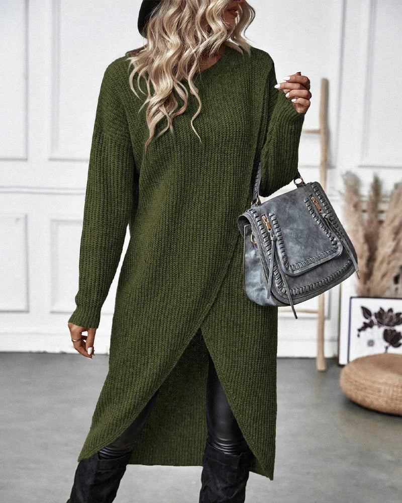 Imogen Knit Sweater Dress with Wrap Hem for Women