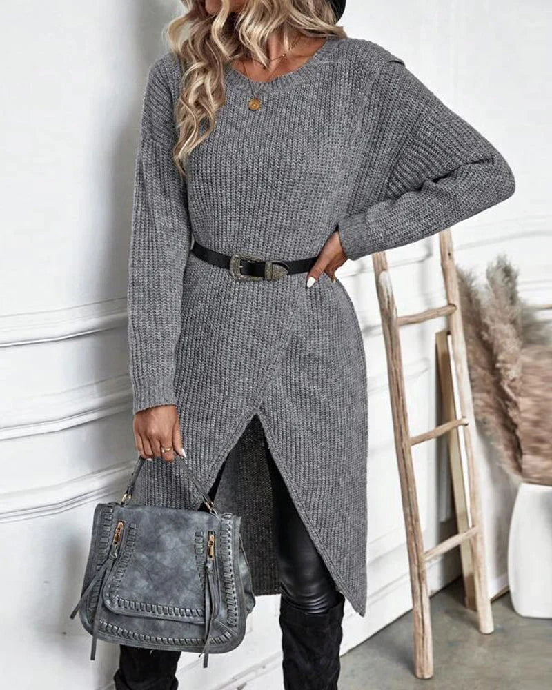 Imogen Knit Sweater Dress with Wrap Hem for Women
