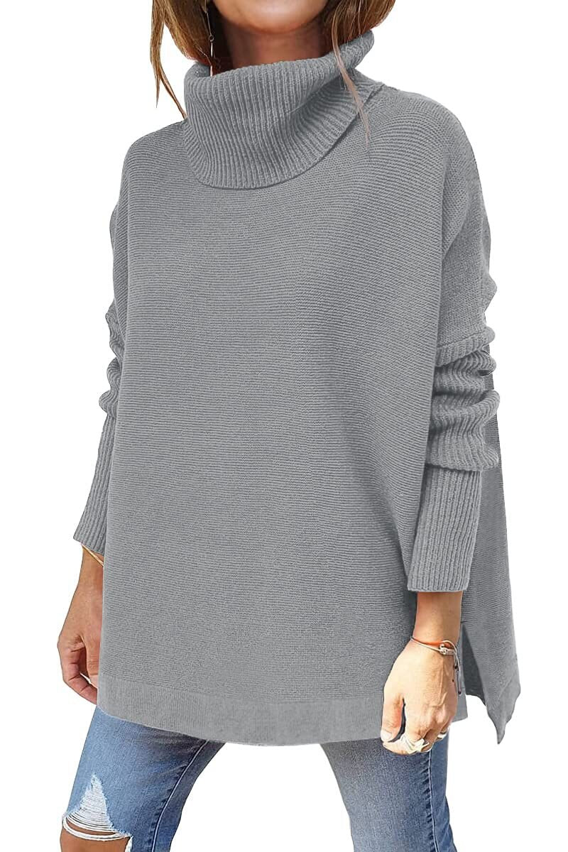 Jessica Oversized Sweater with High Turtleneck - Gray