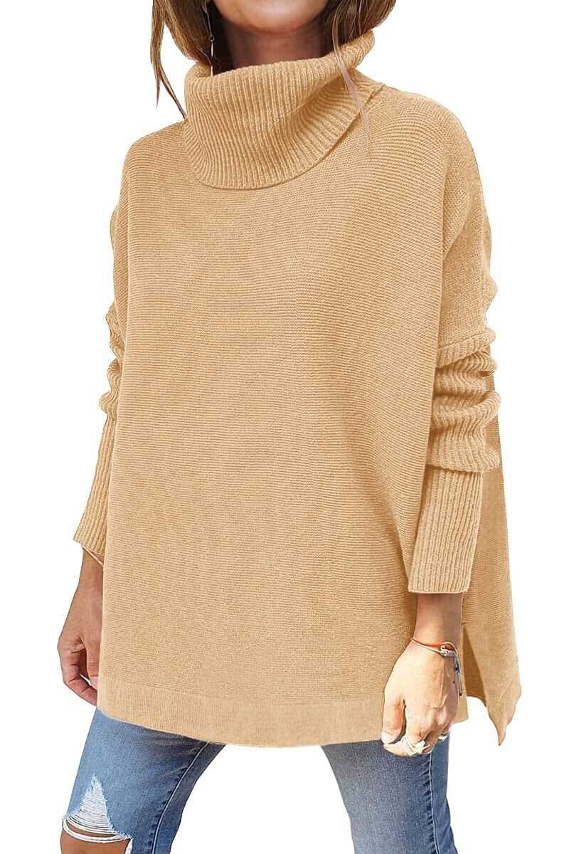 Jessica Oversized Sweater with High Turtleneck - Brown