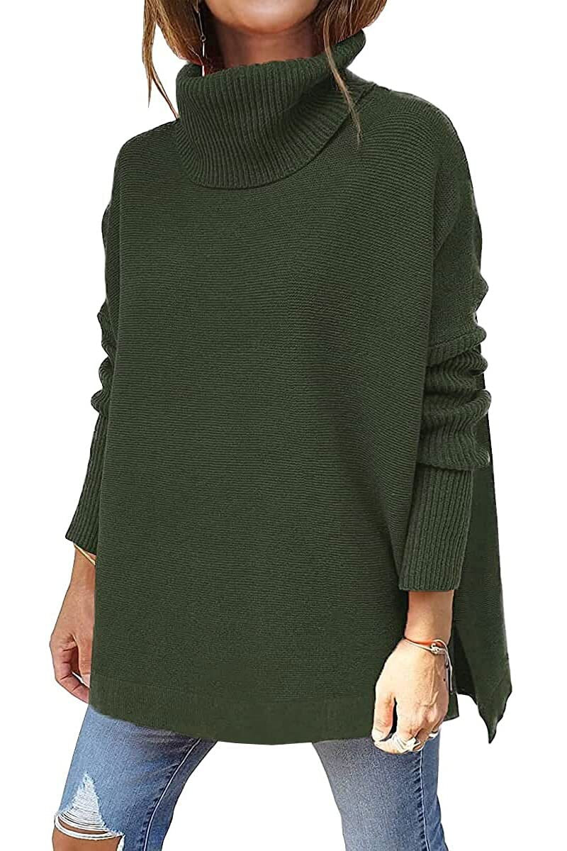 Jessica Oversized Sweater with High Turtleneck - Green