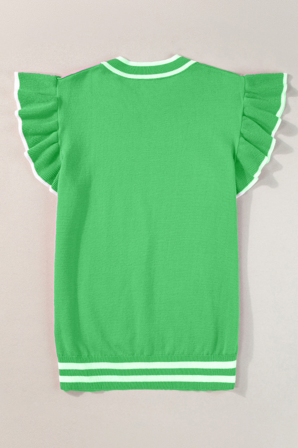 Lana Ribbed Knit Top with Ruffle Cap Sleeves for Women