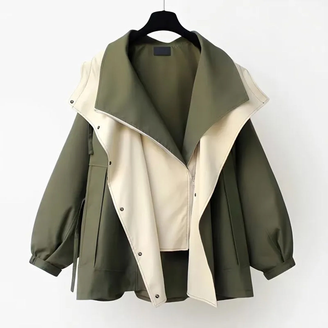 Lateribelle Oversized Jacket with Contrast Lapels - Green