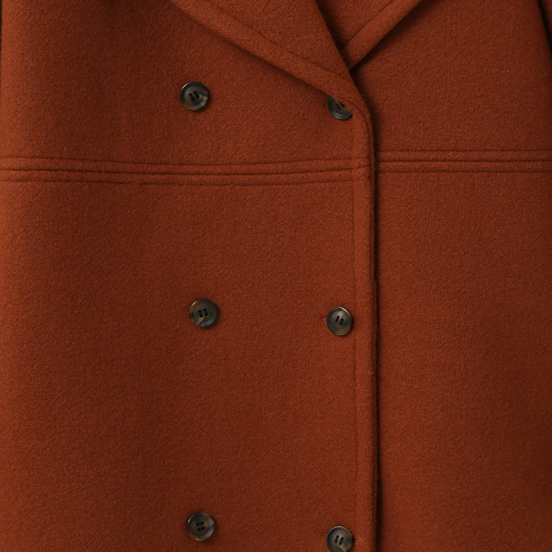 Lesia Wool-Look Double-Breasted Coat with Wide Lapels