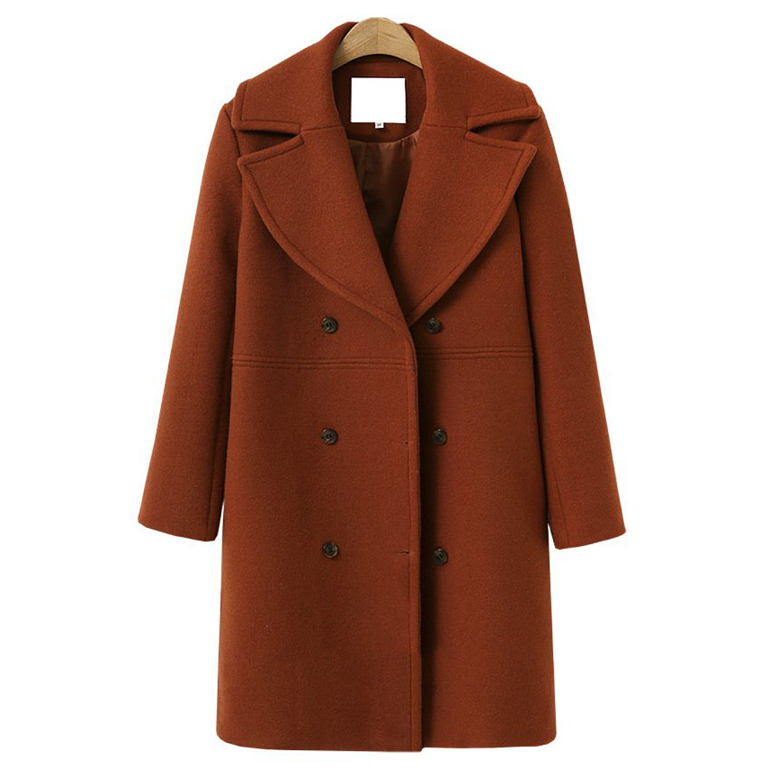Lesia Wool-Look Double-Breasted Coat with Wide Lapels