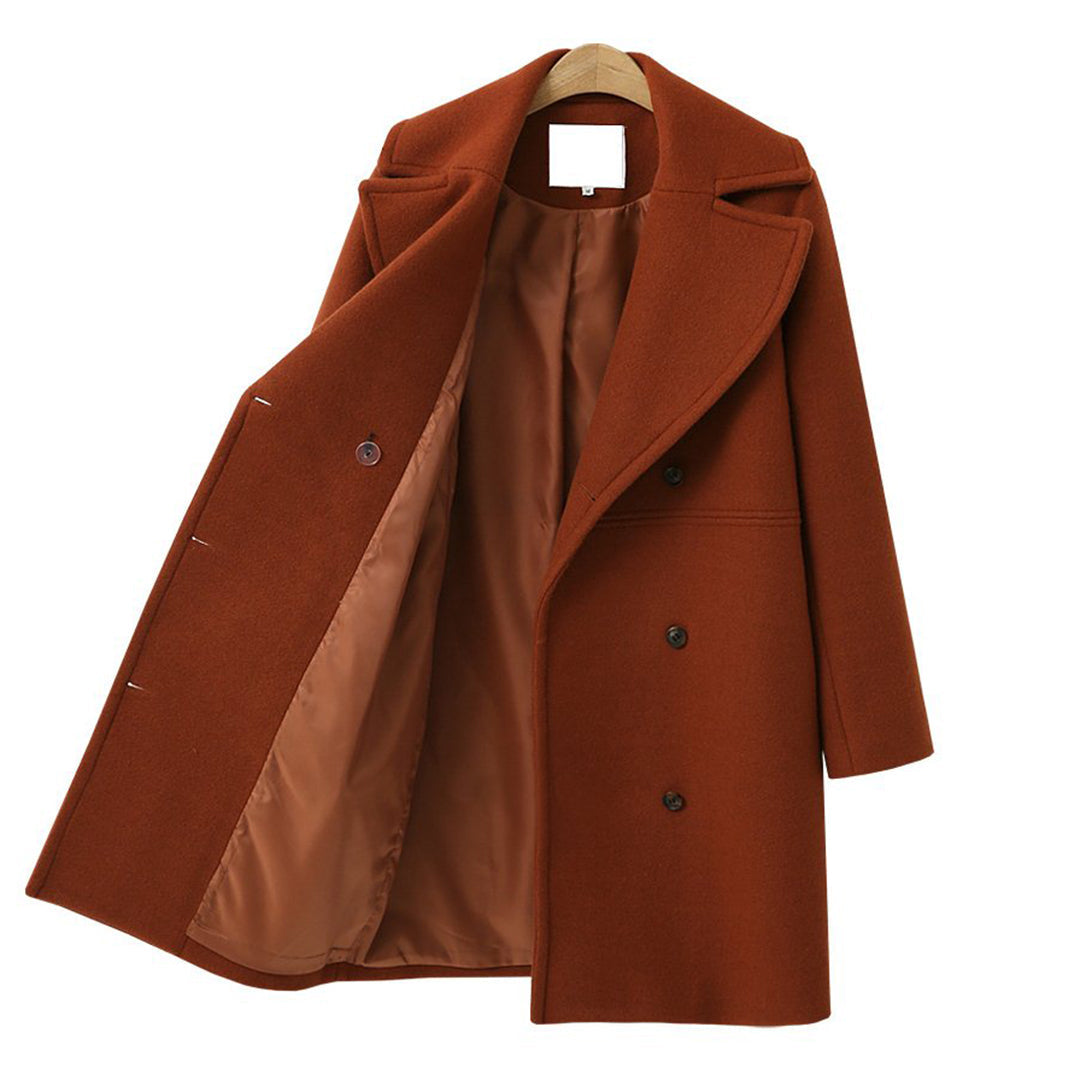 Lesia Wool-Look Double-Breasted Coat with Wide Lapels