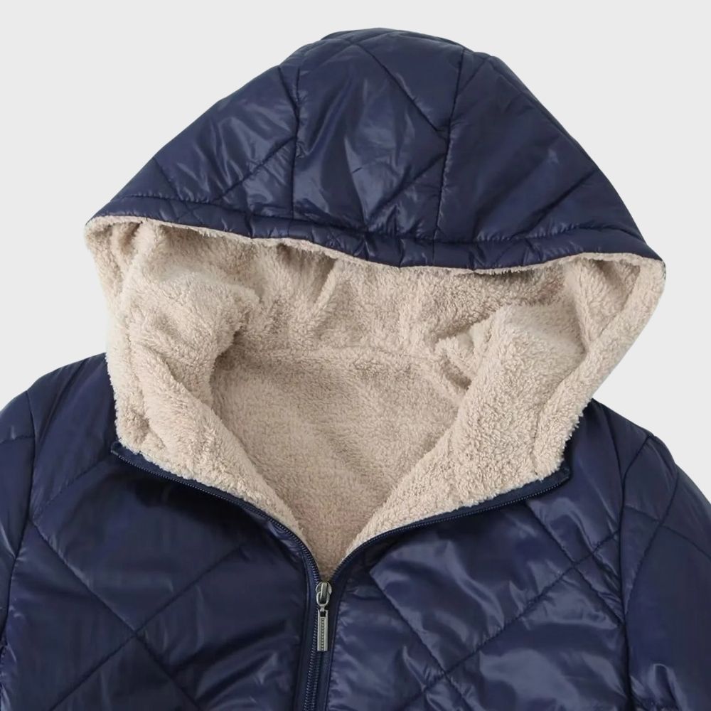 Leti Quilted Winter Coat with Hood and Zip Front