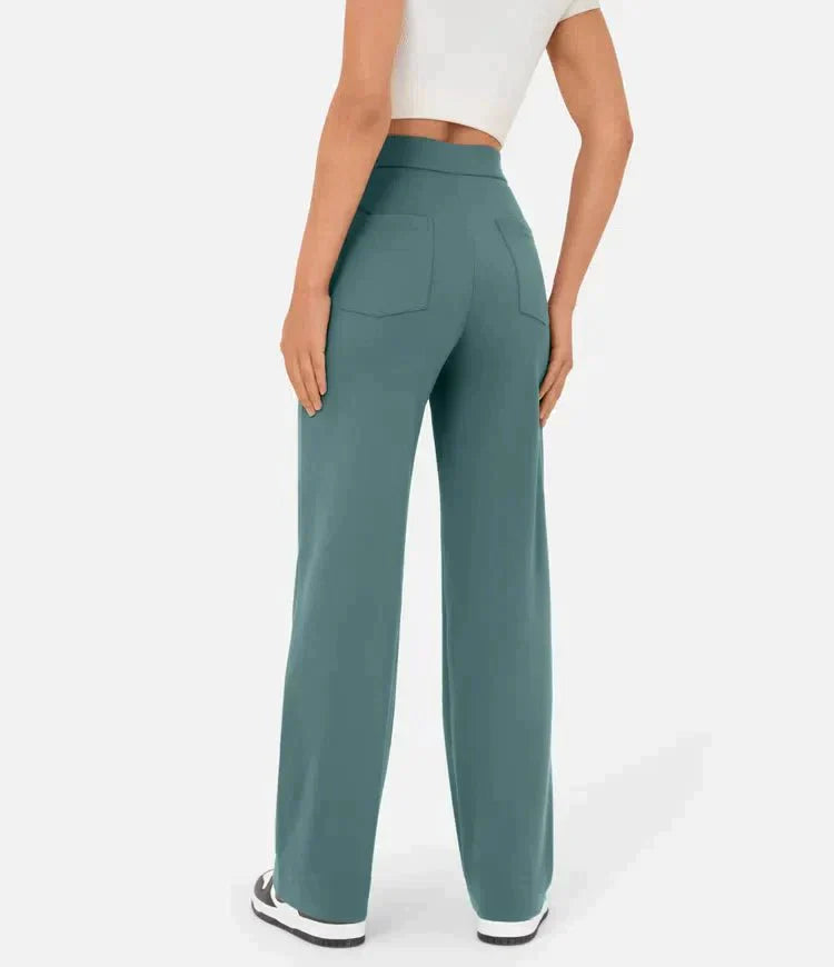 Linnea High-Waist Wide-Leg Pants with Patch Pockets