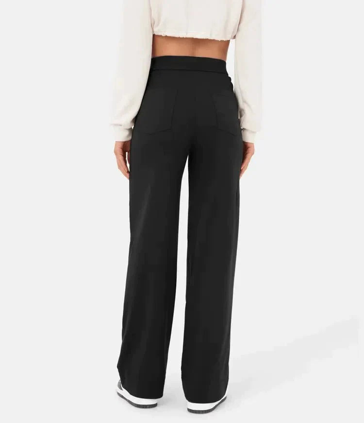 Linnea High-Waist Wide-Leg Pants with Patch Pockets