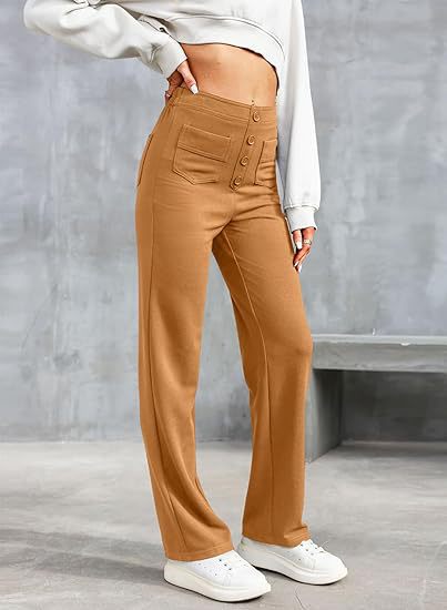 Linnea High-Waist Wide-Leg Pants with Patch Pockets - Brown