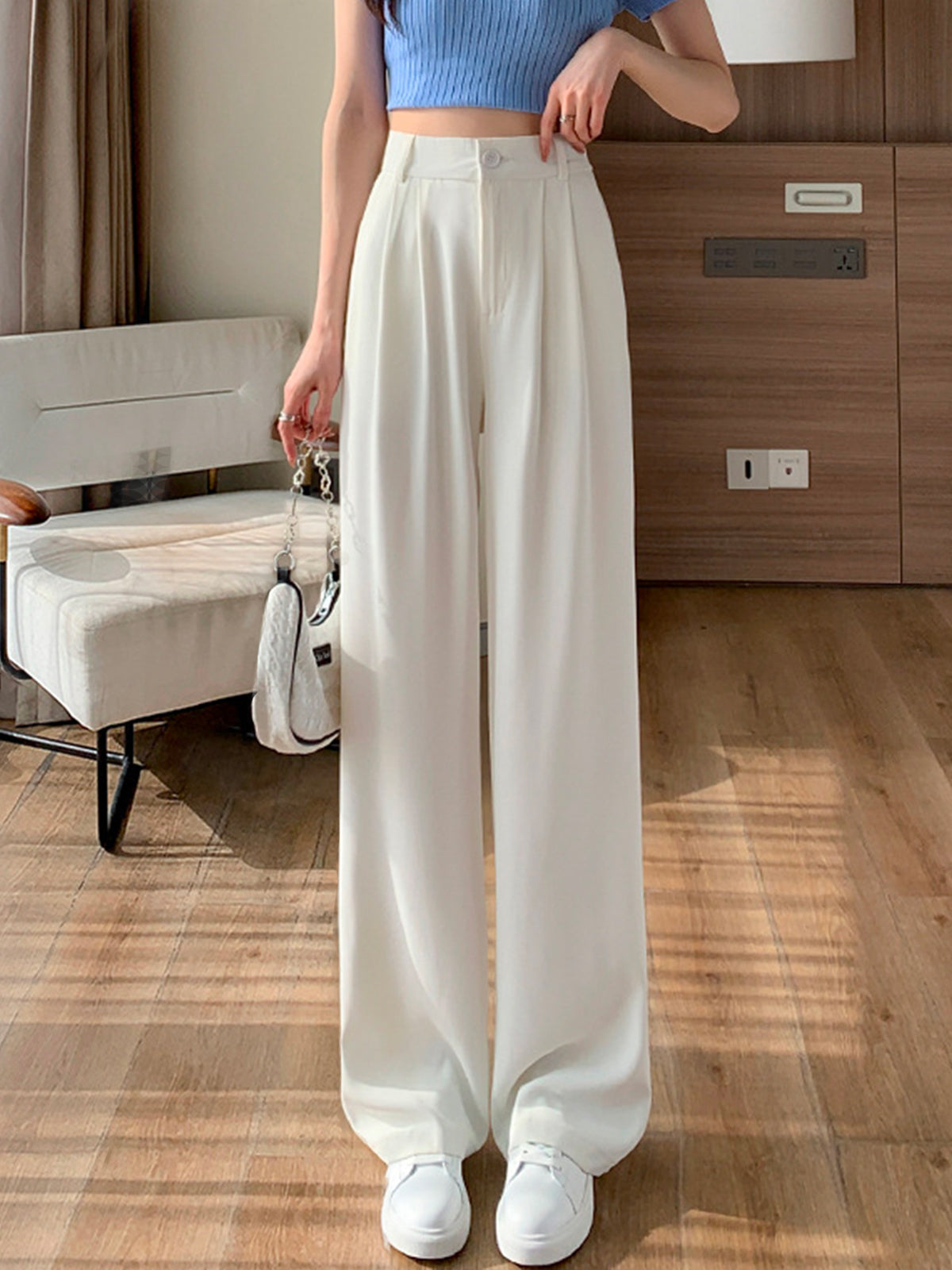 Lisa Wide-Leg Pants with Pleated Front for Women
