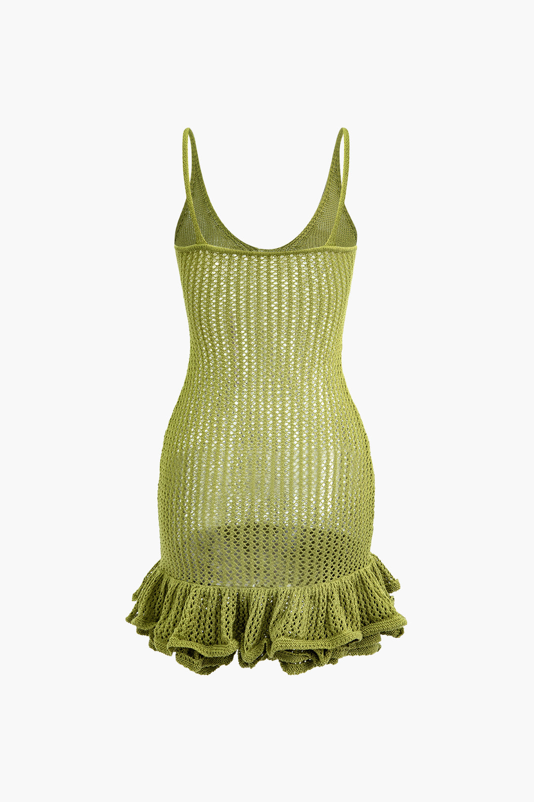 Louane Openwork Knit Mini Dress with Ruffle Hem