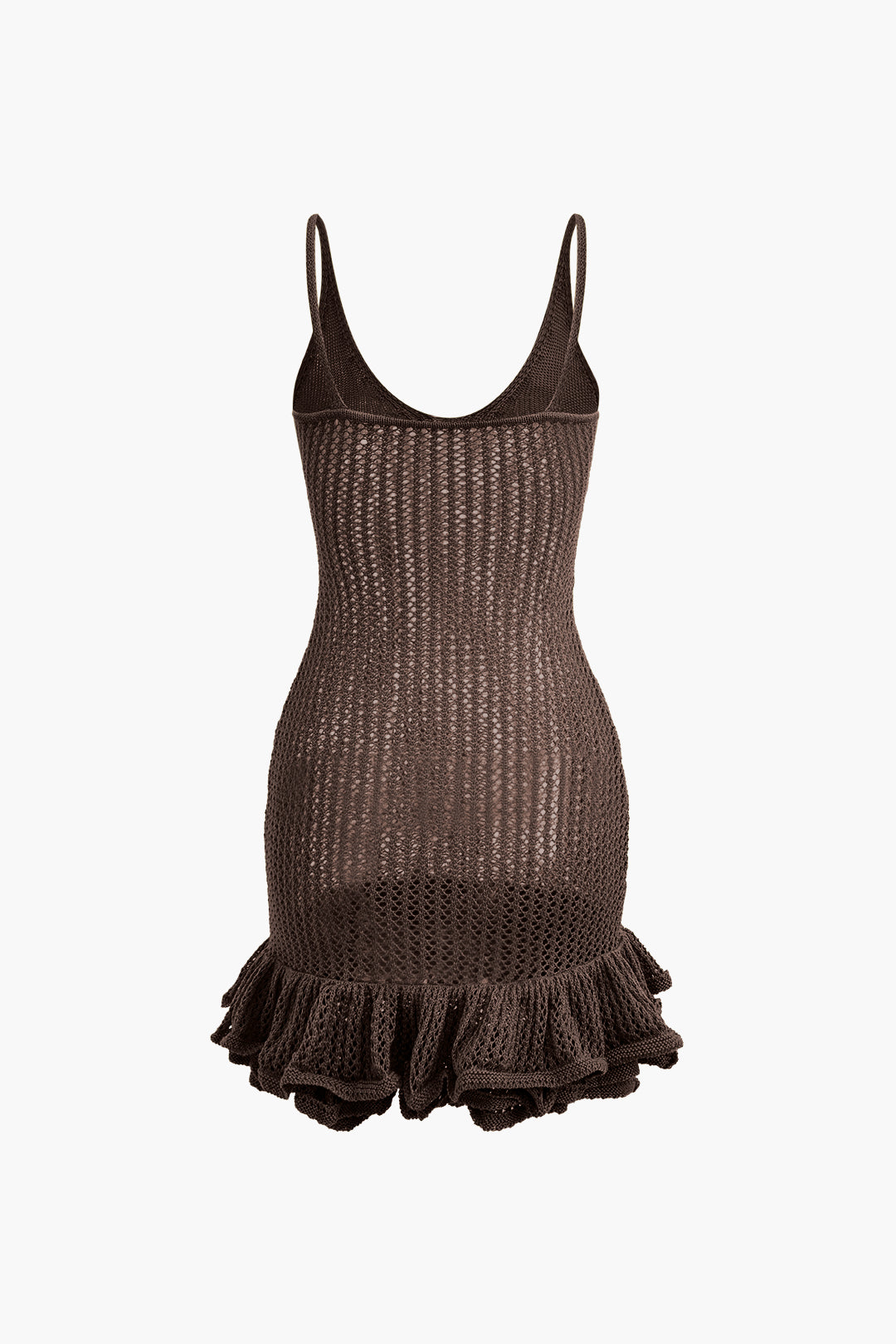 Louane Openwork Knit Mini Dress with Ruffle Hem