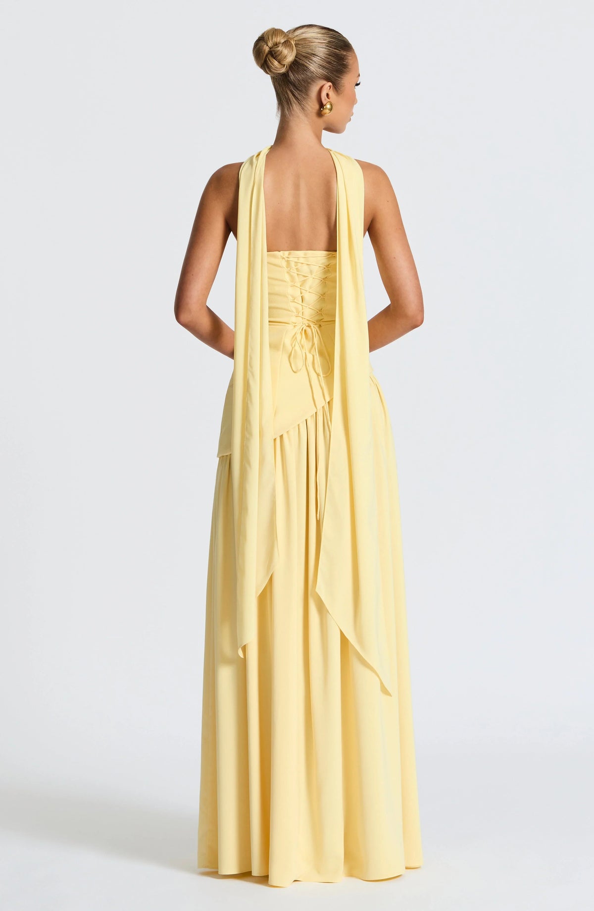 Marlowe Maxi Dress in Strapless Cut with Draped Skirt
