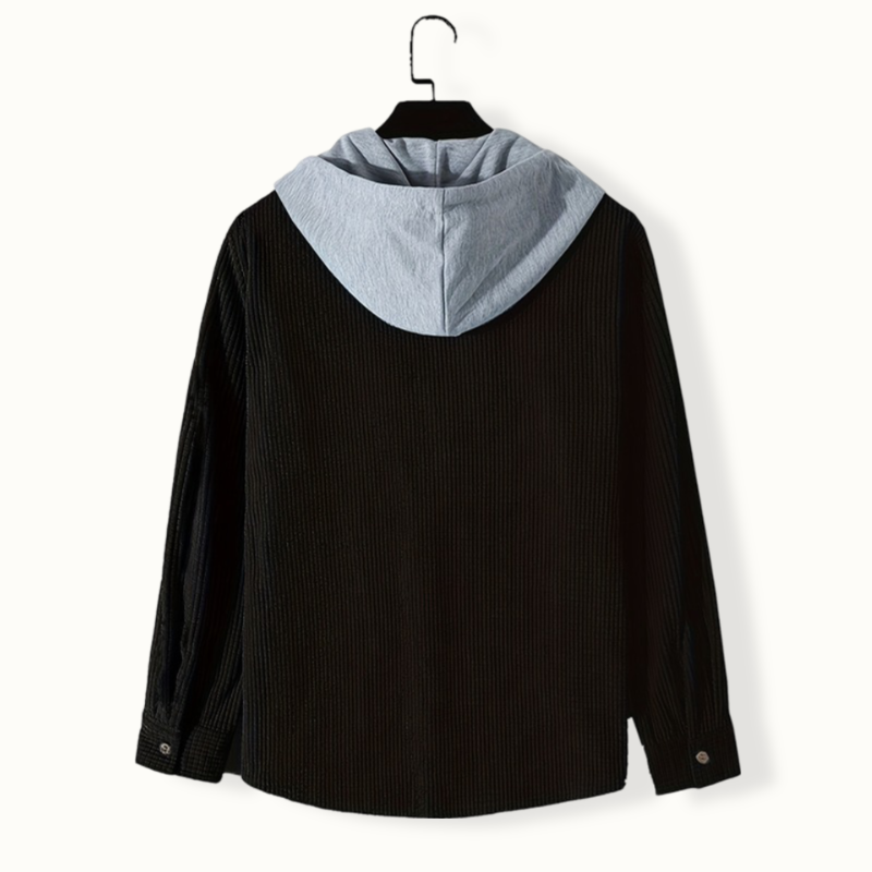 Mia Corduroy Hooded Shirt with Button Front for Women