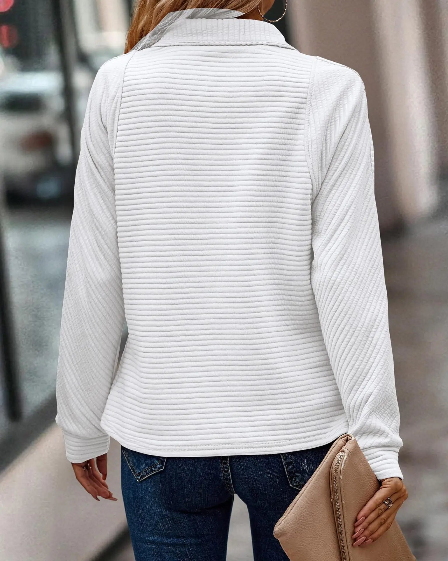 Molly Textured Sweater with Quarter-Zip Collar