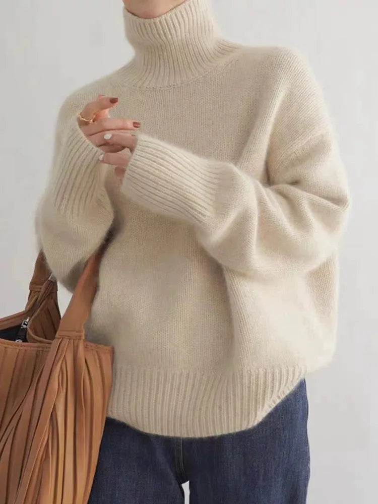 Olivia Wool-Look Sweater with High Turtleneck