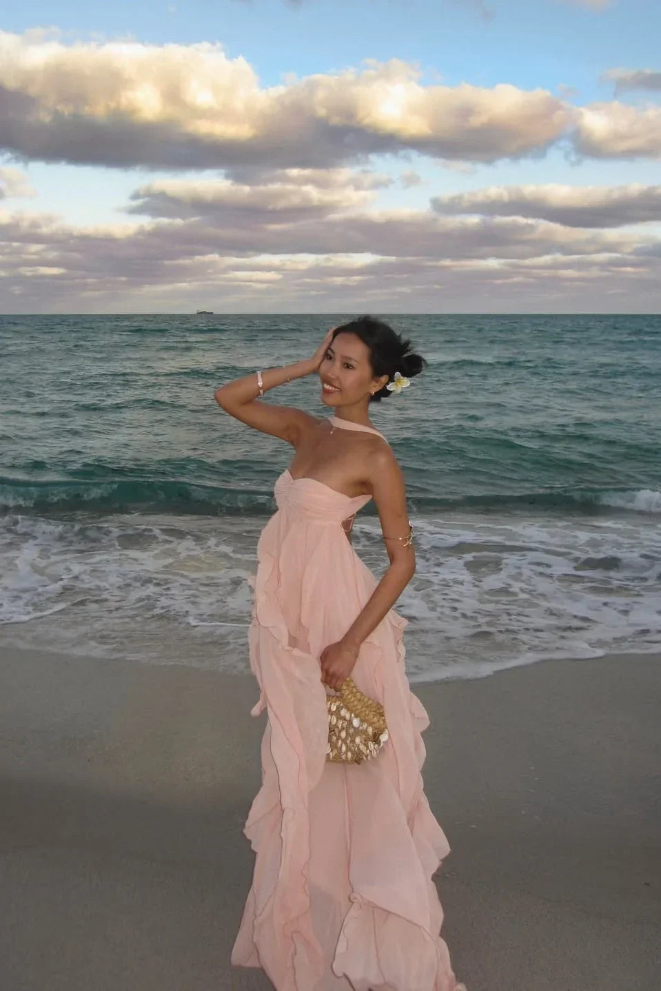 Ottilie Tiered Ruffle Maxi Dress in Strapless Cut