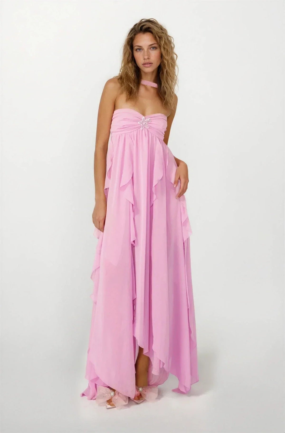 Ottilie Tiered Ruffle Maxi Dress in Strapless Cut