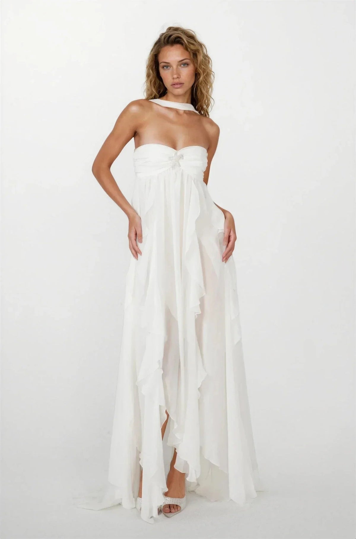 Ottilie Tiered Ruffle Maxi Dress in Strapless Cut