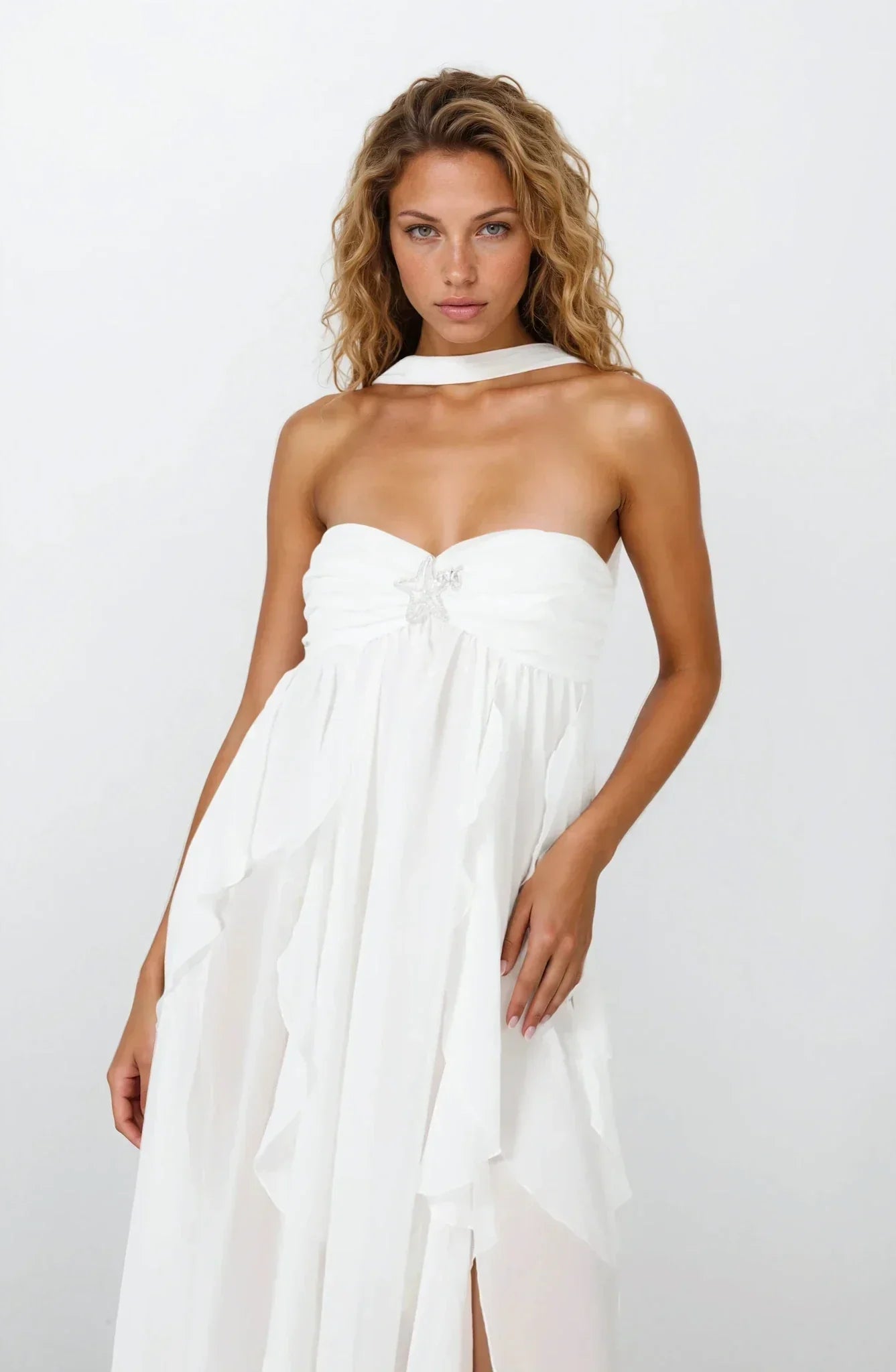 Ottilie Tiered Ruffle Maxi Dress in Strapless Cut