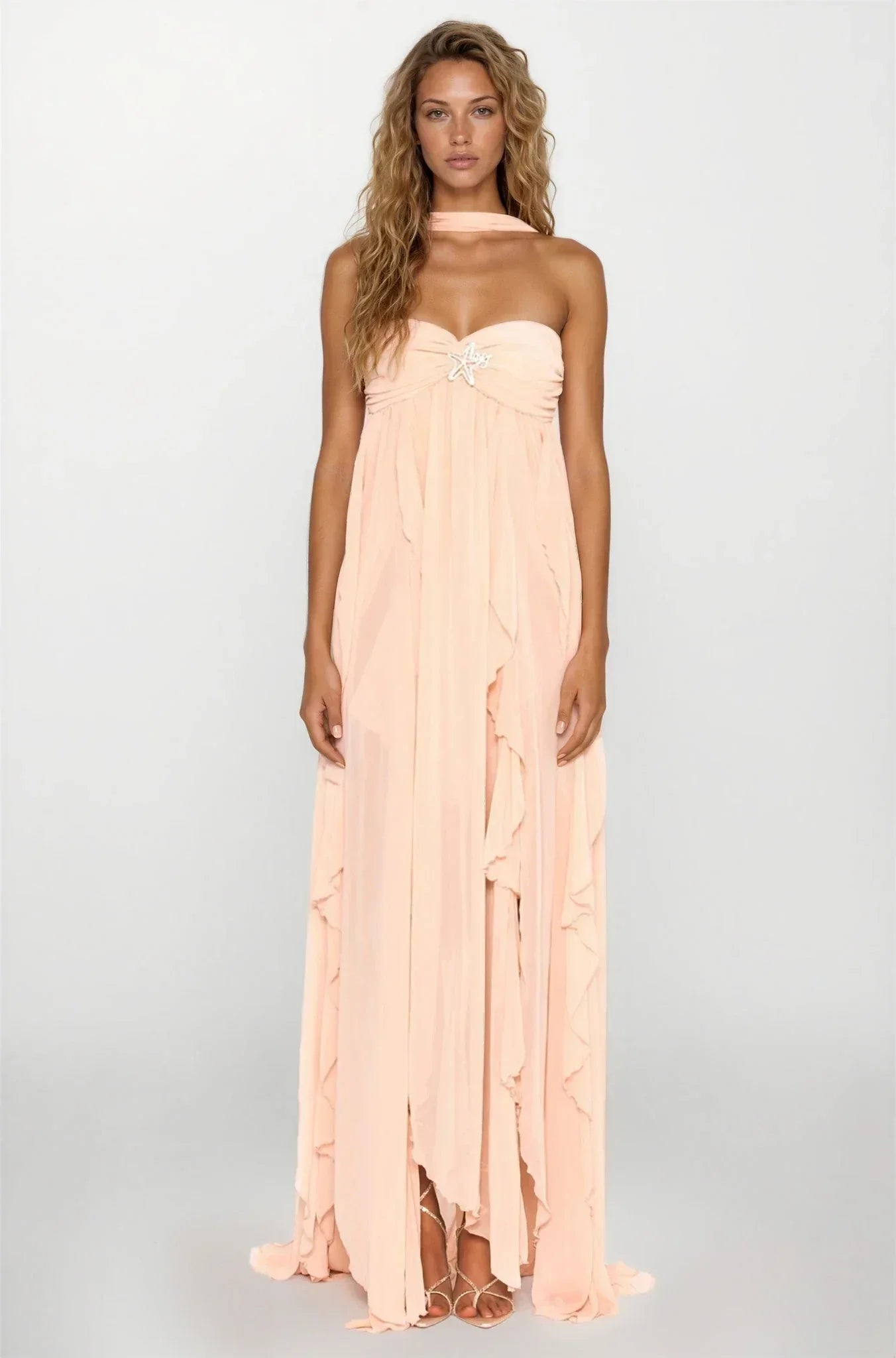 Ottilie Tiered Ruffle Maxi Dress in Strapless Cut