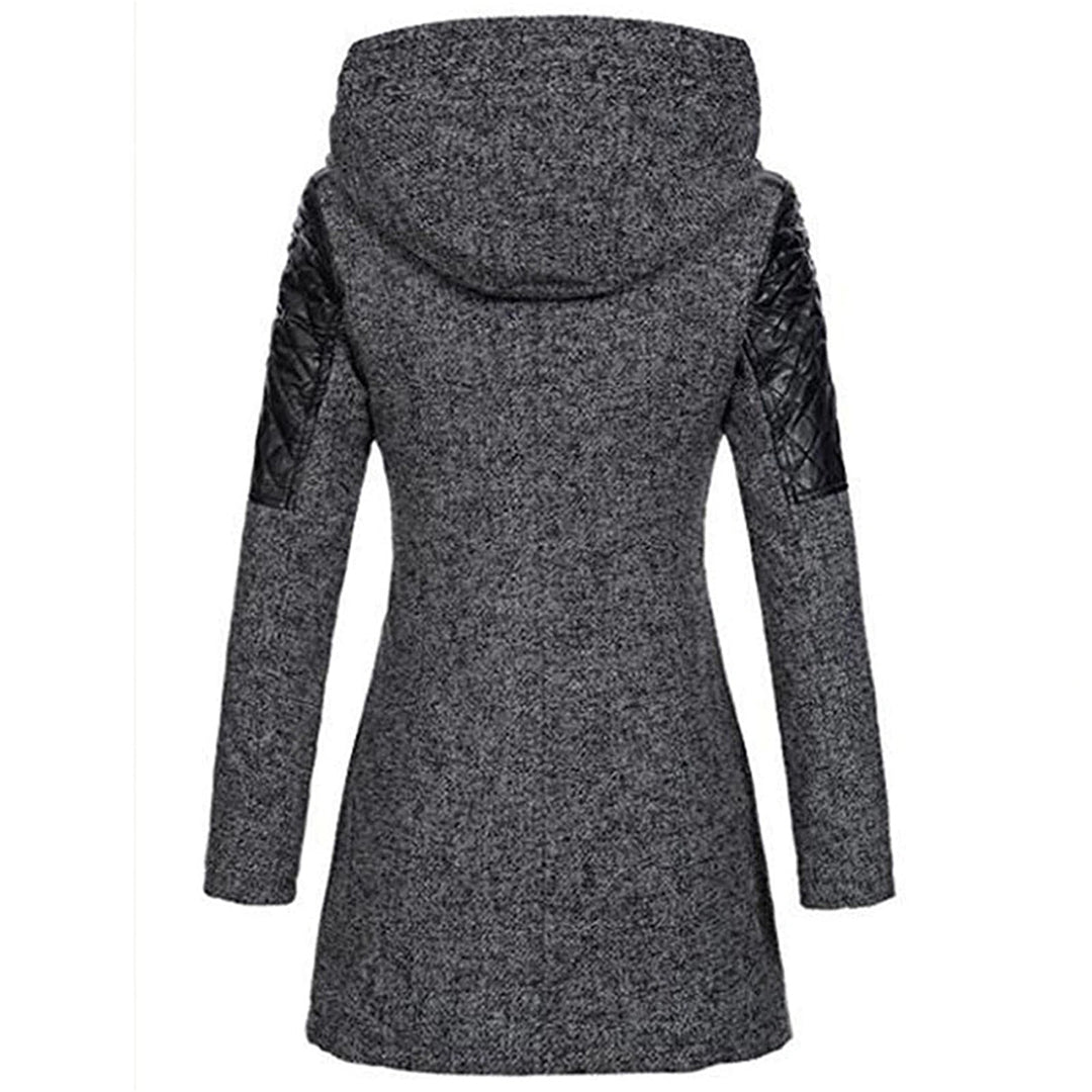 Riley Hooded Zip Coat with Quilted Shoulder Panels