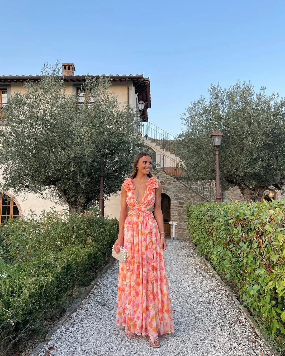 Rosalind Floral Maxi Dress with Ruffle Straps