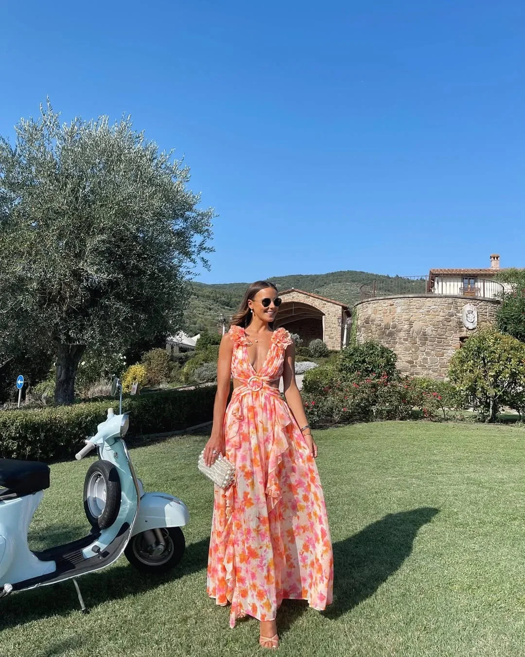 Rosalind Floral Maxi Dress with Ruffle Straps