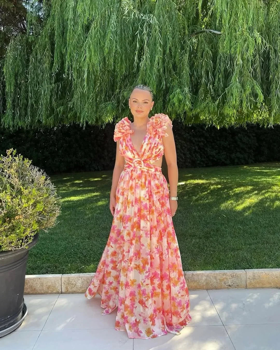 Rosalind Floral Maxi Dress with Ruffle Straps