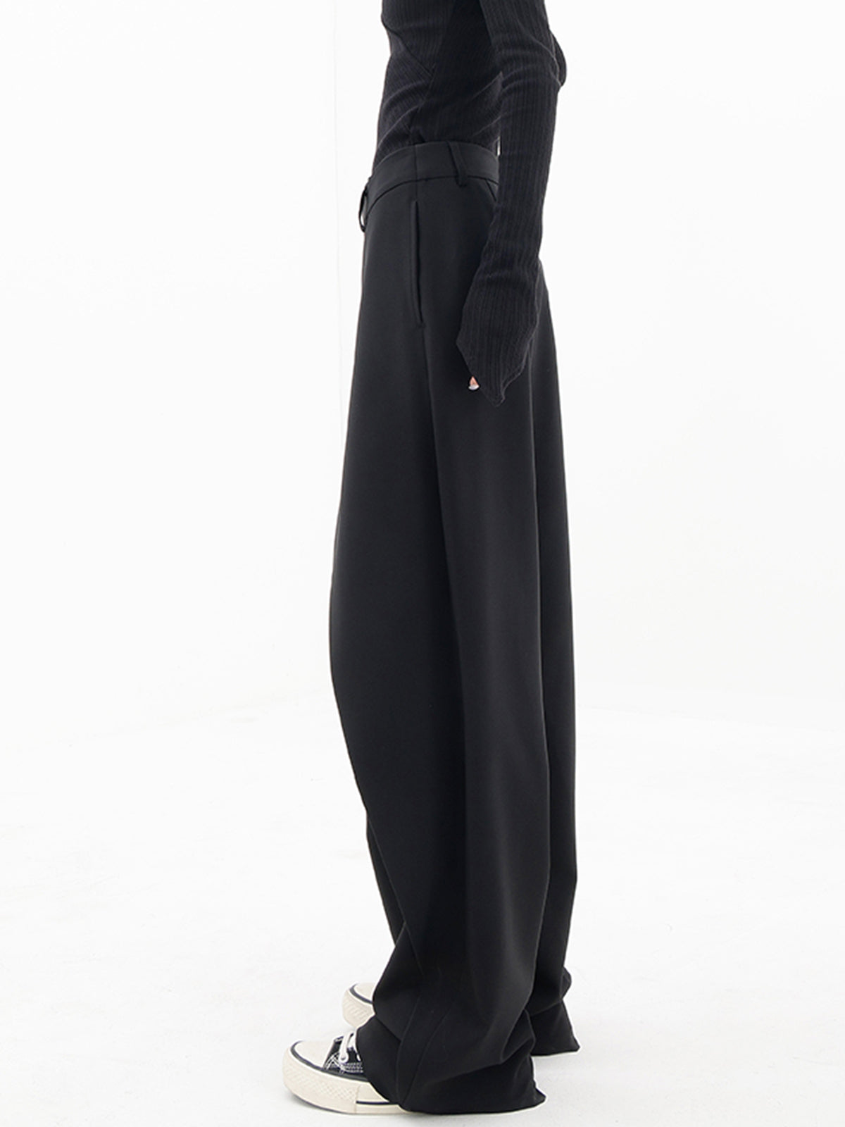 Salome Wide-Leg Pants with Fold-Over Waistband