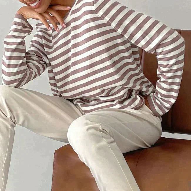 Sophie Striped Sweater with Crew Neckline for Women