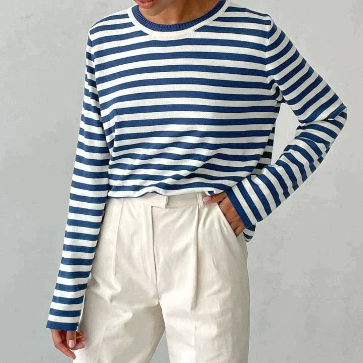 Sophie Striped Sweater with Crew Neckline for Women