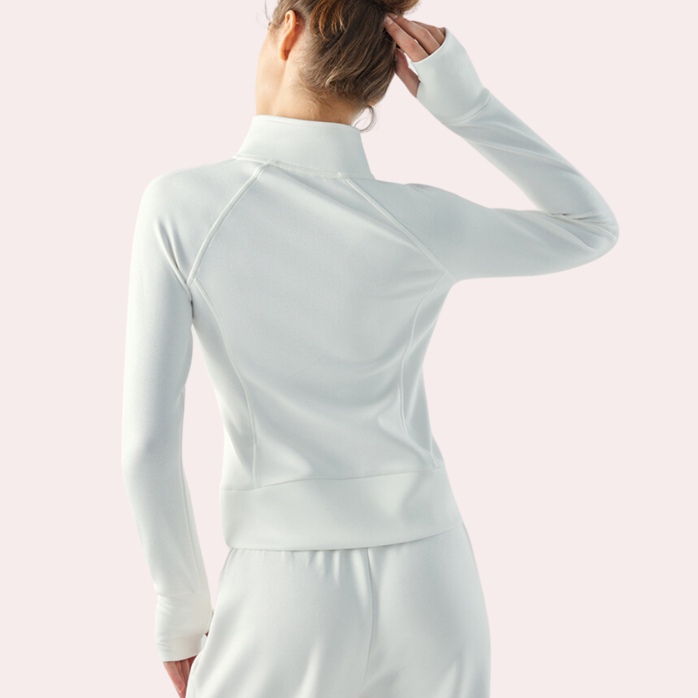 Soraya Fitted Zip-Front Jacket with Mock Neck