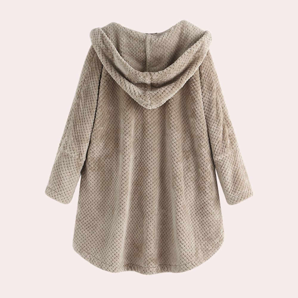 Vera Textured Coat with Hood and Button Front