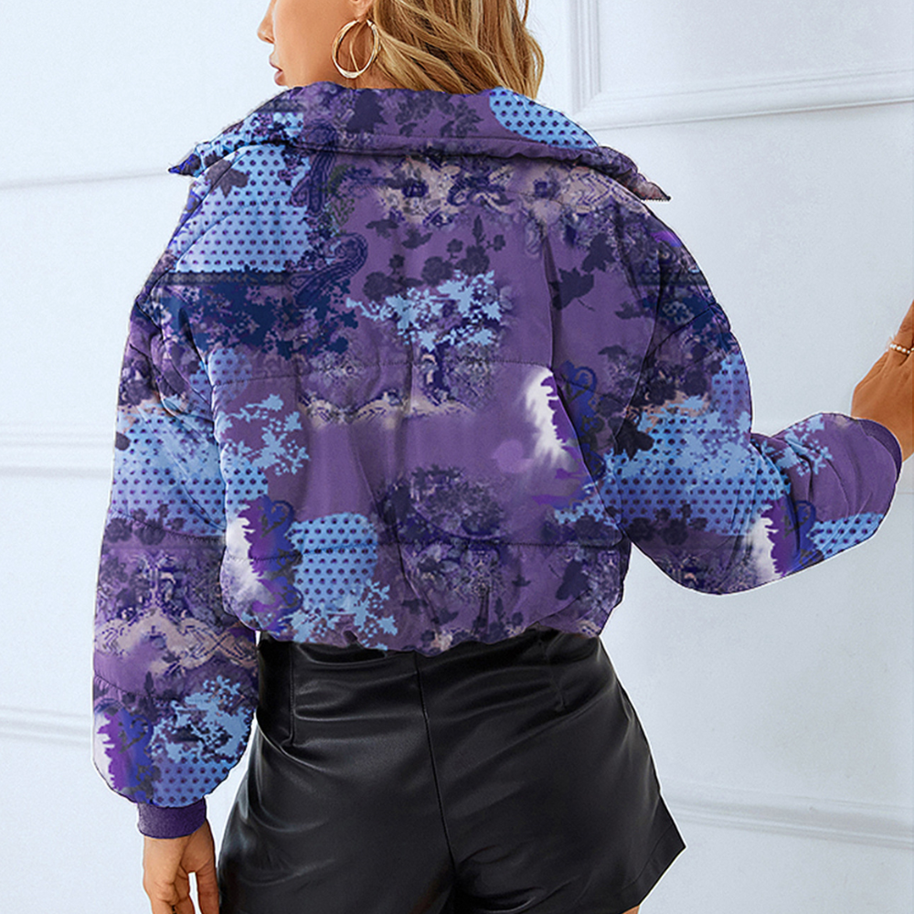 Verena Printed Jacket with Stand Collar for Women