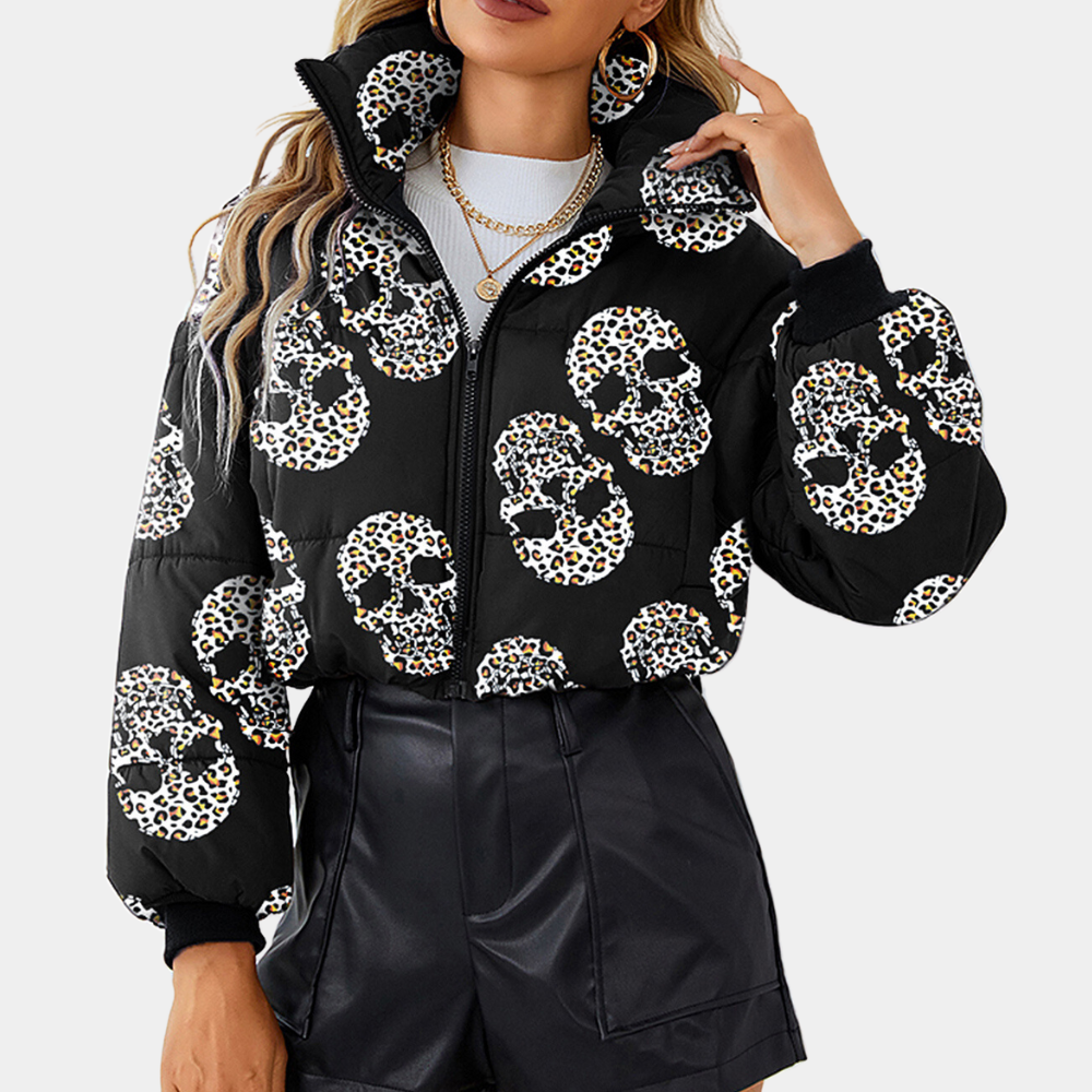 Verena Printed Jacket with Stand Collar for Women
