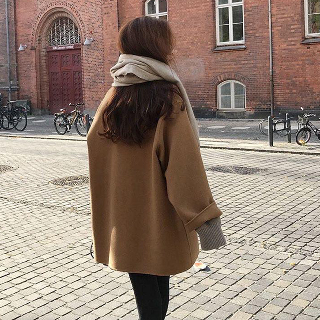 Yesenia Collared Jacket with Button Front in Khaki