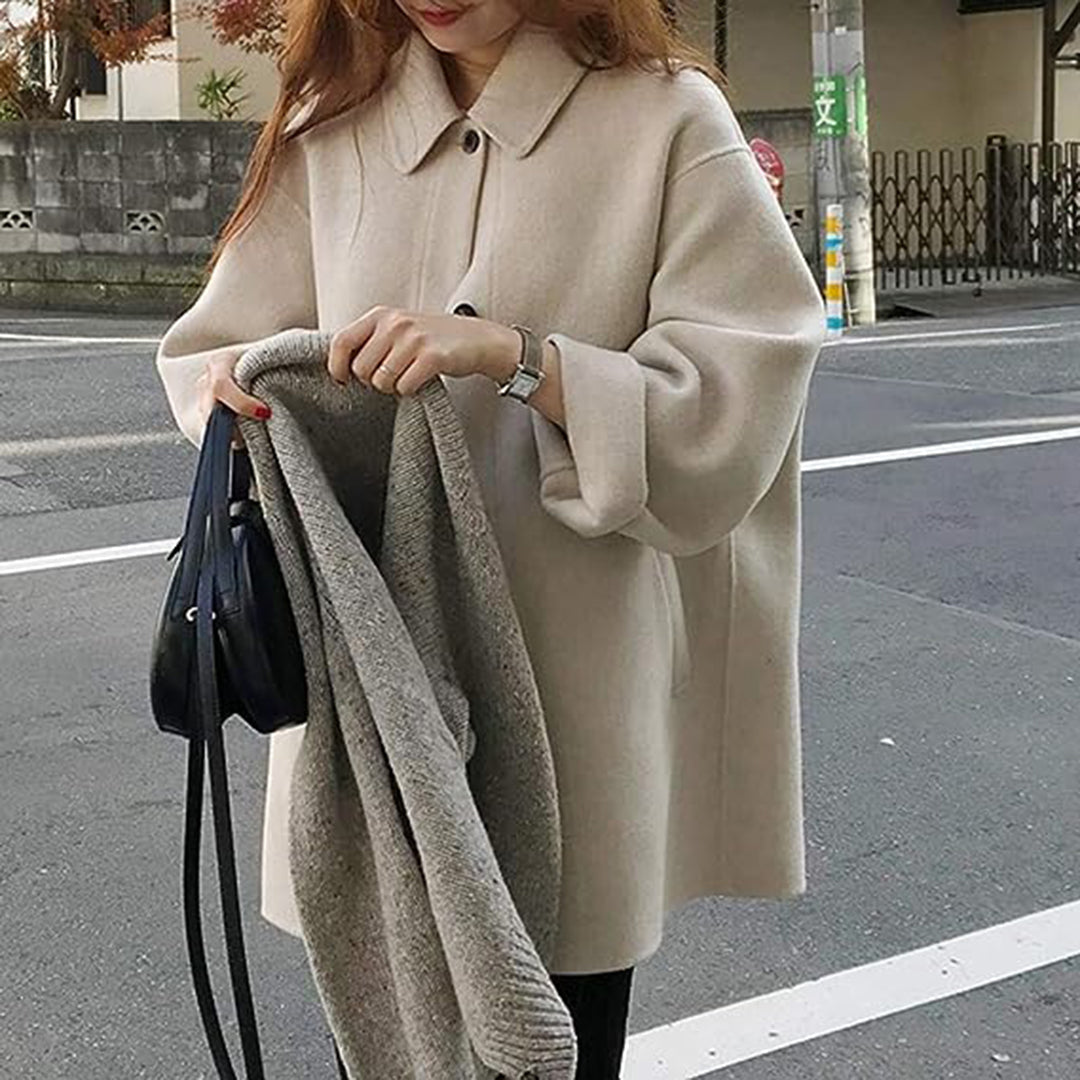 Yesenia Collared Jacket with Button Front in Khaki