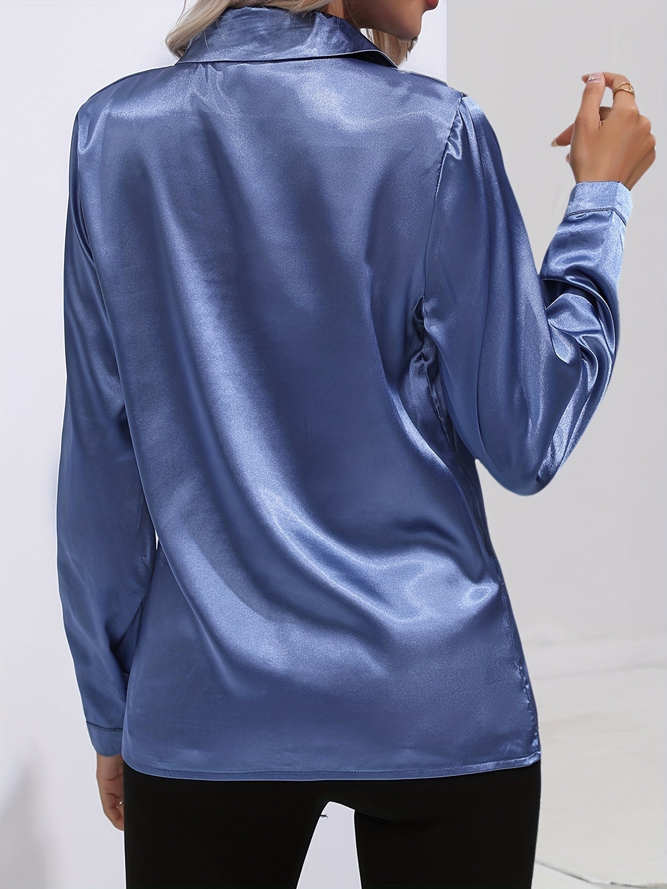 Zariah Satin Blouse with Button Placket for Women
